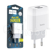 Сетевое зарядное устройство USB Hoco C73A (12W, 2 порта) Белый