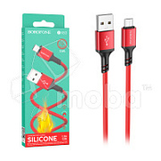 Кабель USB - MicroUSB Borofone BX83 (2.4A, силикон, термостойкий) Красный